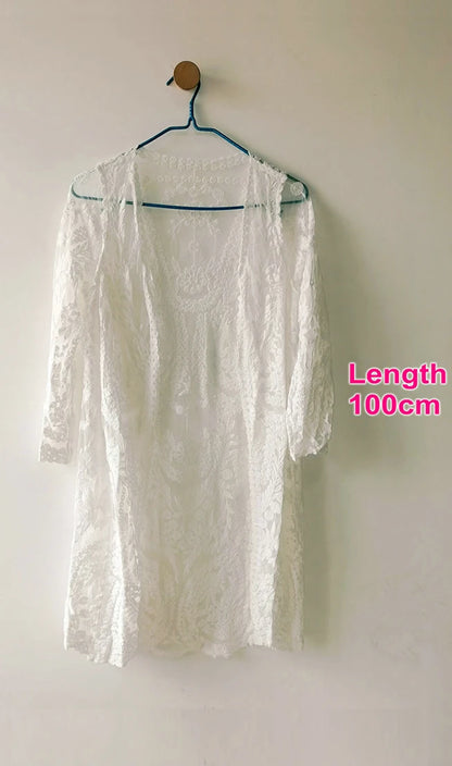 Robe Maxi Dentelle Blanche Manches Longues