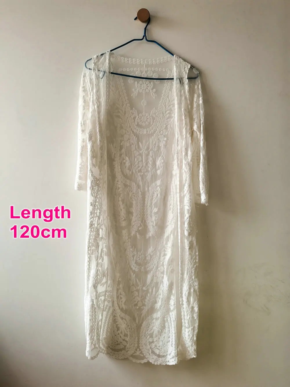 Robe Maxi Dentelle Blanche Manches Longues