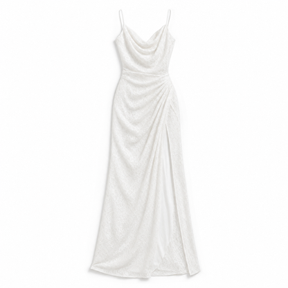 Robe Maxi Dentelle Blanche Manches Longues