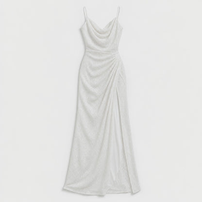 Robe Maxi Dentelle Blanche Manches Longues